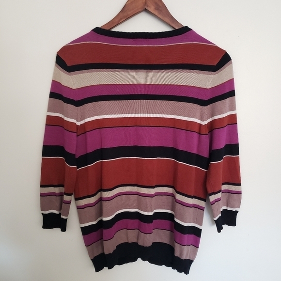 Hobbs London Striped Cardigan Sweater Silk Cotton Blend Womens US Size 8 - Picture 5 of 9